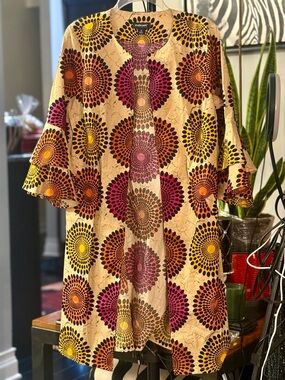 Vibrant Sunburst Print Lightweight Kimono/ Duster